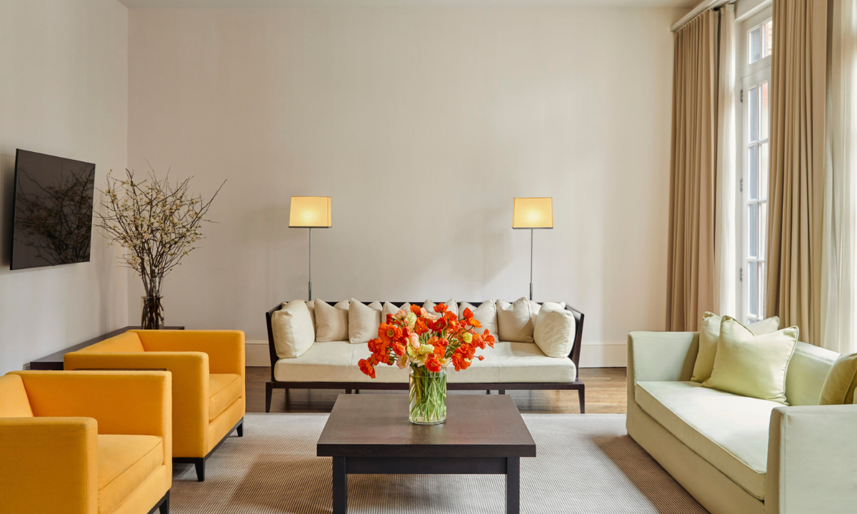 A view of the living room area in a Penthouse Suite.